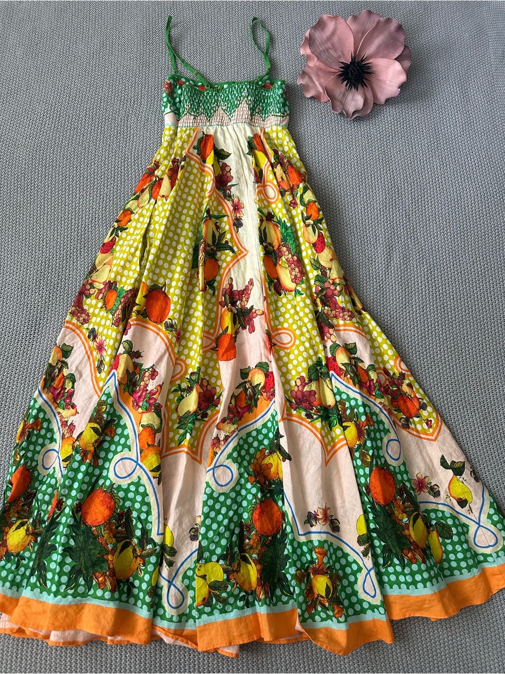 ALÉMAIS Lemonis Printed Linen Midi Dress XS AU6/US2 - Picture 2 of 14